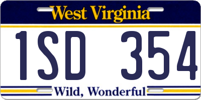 WV license plate 1SD354