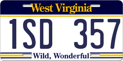 WV license plate 1SD357