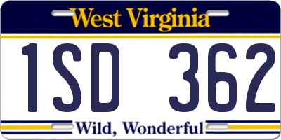 WV license plate 1SD362