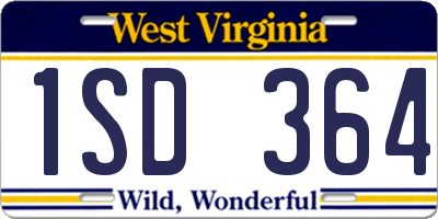 WV license plate 1SD364