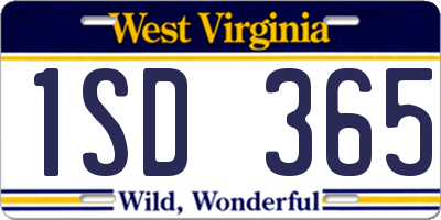 WV license plate 1SD365