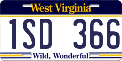 WV license plate 1SD366