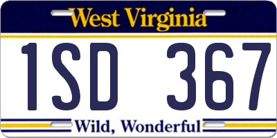 WV license plate 1SD367