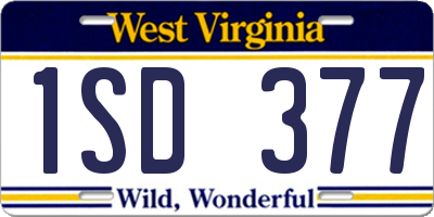WV license plate 1SD377