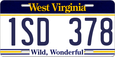 WV license plate 1SD378