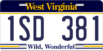 WV license plate 1SD381