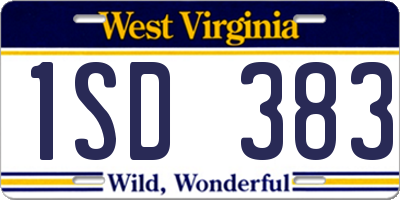 WV license plate 1SD383