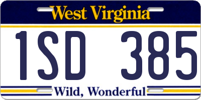 WV license plate 1SD385