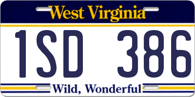 WV license plate 1SD386