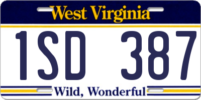 WV license plate 1SD387