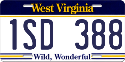 WV license plate 1SD388