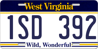 WV license plate 1SD392