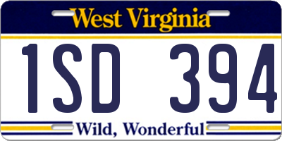 WV license plate 1SD394