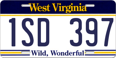 WV license plate 1SD397