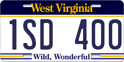 WV license plate 1SD400