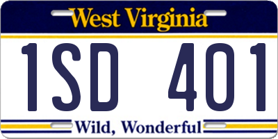 WV license plate 1SD401