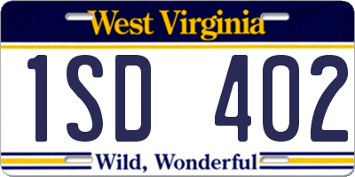 WV license plate 1SD402