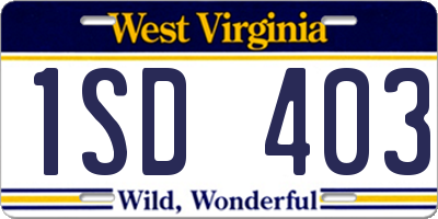 WV license plate 1SD403