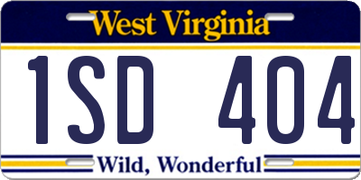 WV license plate 1SD404