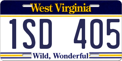 WV license plate 1SD405