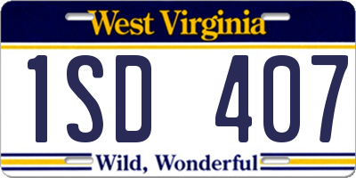 WV license plate 1SD407