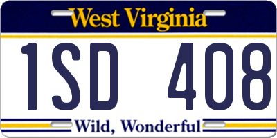 WV license plate 1SD408