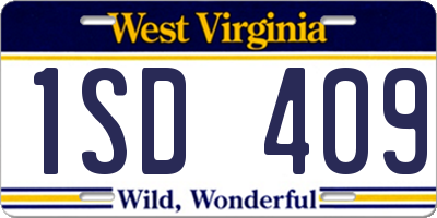 WV license plate 1SD409