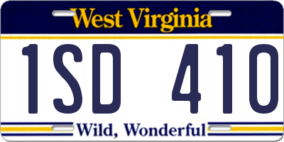 WV license plate 1SD410