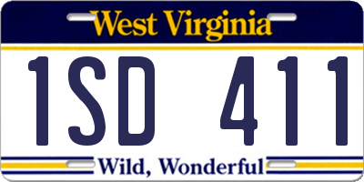 WV license plate 1SD411
