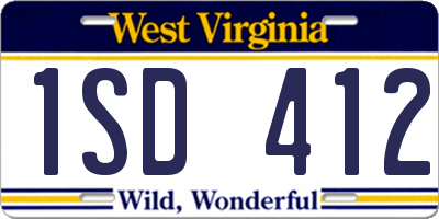 WV license plate 1SD412