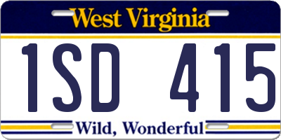 WV license plate 1SD415