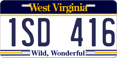 WV license plate 1SD416