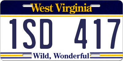 WV license plate 1SD417