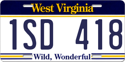 WV license plate 1SD418