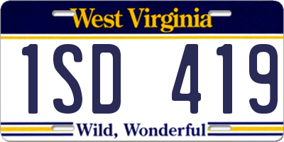 WV license plate 1SD419