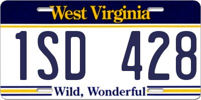 WV license plate 1SD428