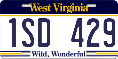WV license plate 1SD429
