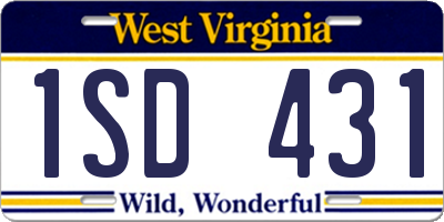 WV license plate 1SD431