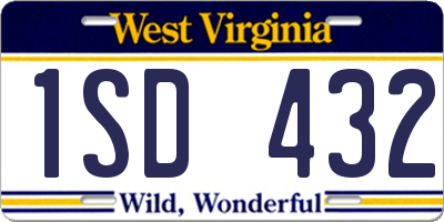 WV license plate 1SD432