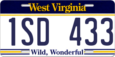 WV license plate 1SD433