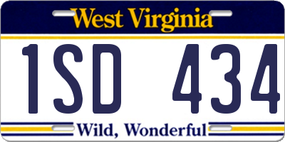 WV license plate 1SD434