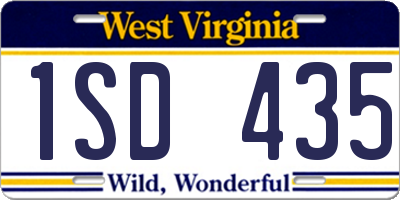 WV license plate 1SD435