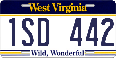WV license plate 1SD442