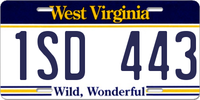 WV license plate 1SD443