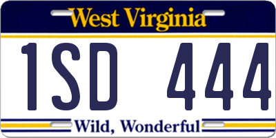WV license plate 1SD444