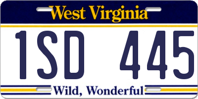 WV license plate 1SD445
