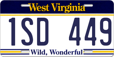 WV license plate 1SD449