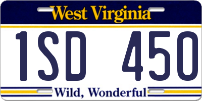 WV license plate 1SD450