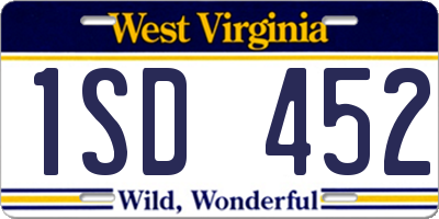 WV license plate 1SD452