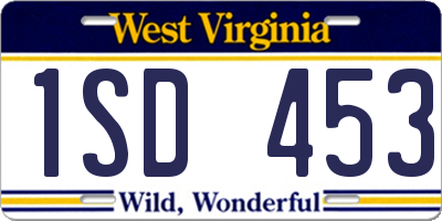 WV license plate 1SD453